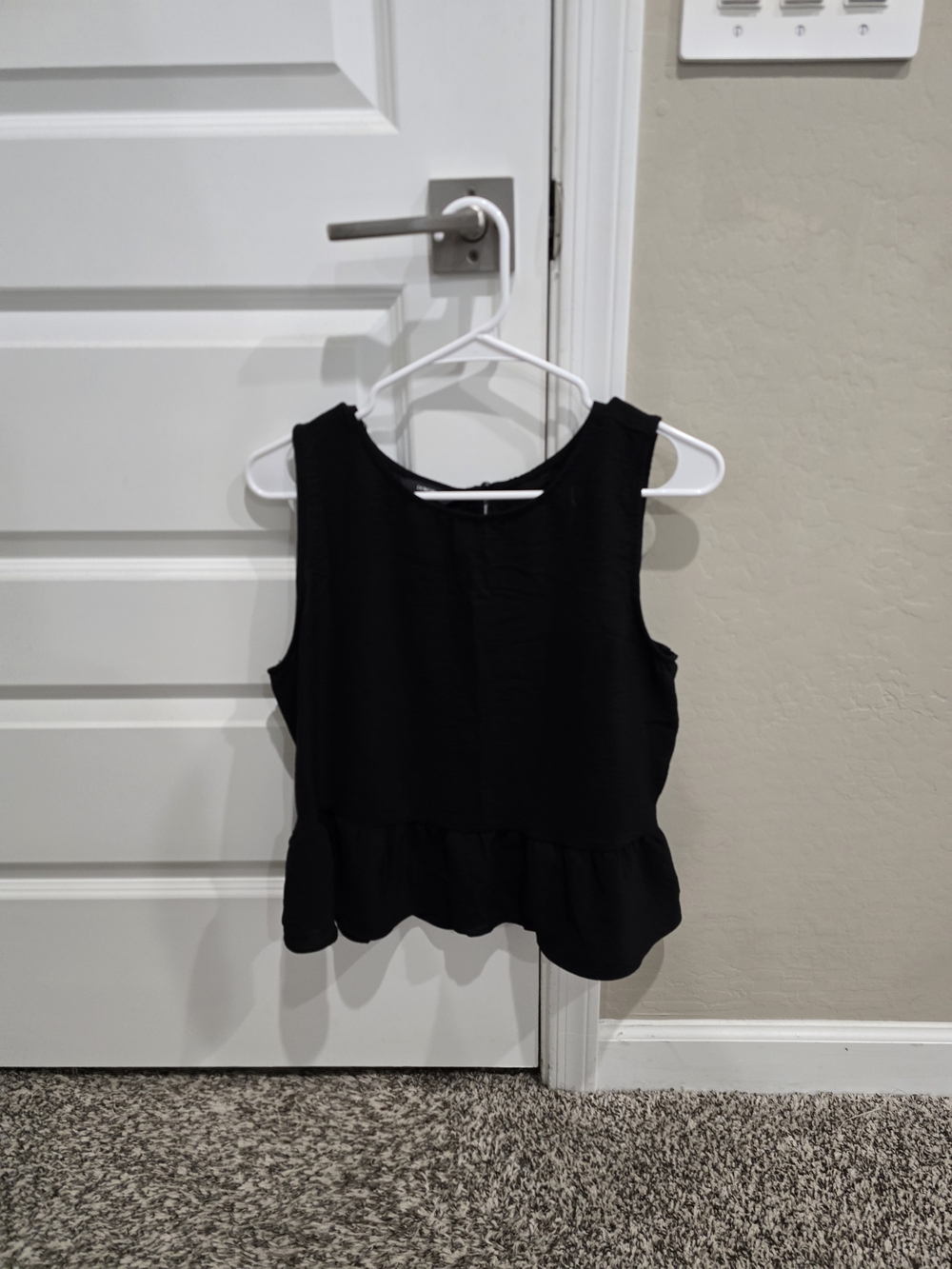 Black Sleeveless Peplum Tank Top